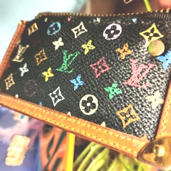 LOUIS VUITTON 2005 Takashi Murakami Collab Black Multi NEW Zipper Key Cles Purse - Picture 11 of 16